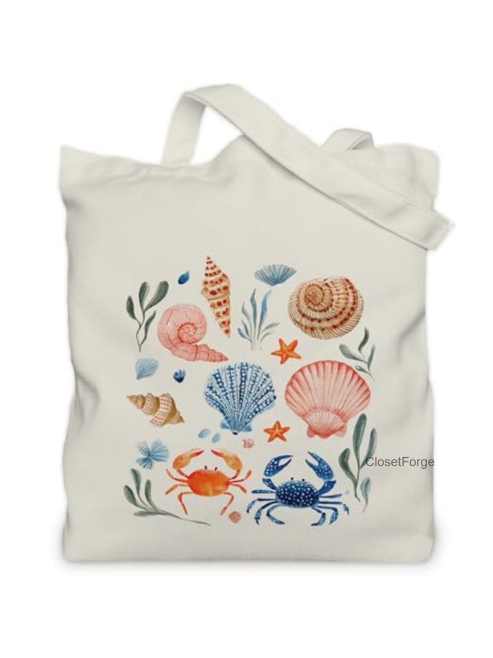 Canvas Tote Bag for Women Medium with Inner Pocket Stylish Retro Seashell